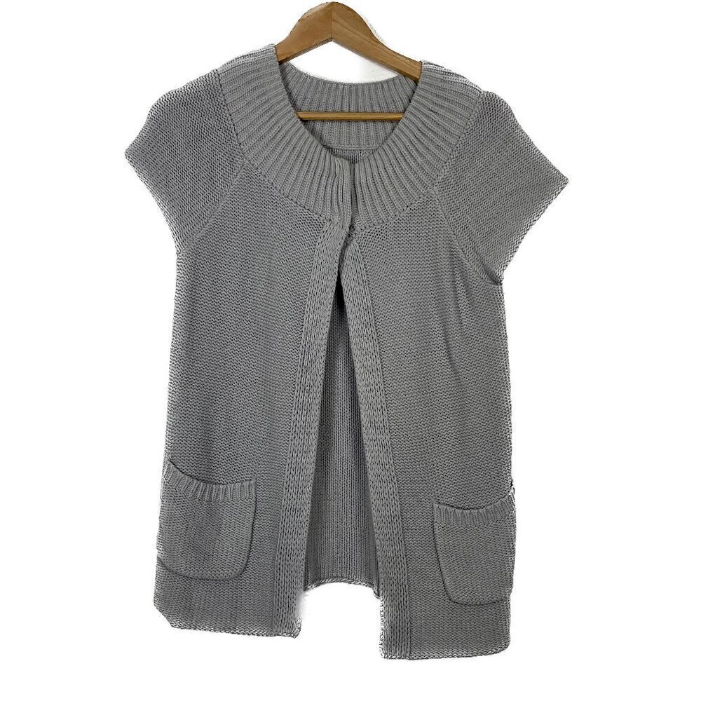 Canyon River Blues Sz. M Light Blue Short Sleeve Cardigan Sweater Vest
